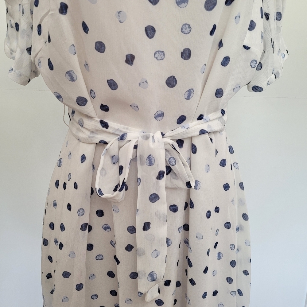 DKNY Women's White Polka Dot Fit and Flare Dress Size 14 - Picture 10 of 12